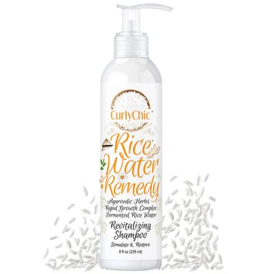 Curly Chic Rice Water Remedy Revitalizing Shampoo - Cleanse, Stimulate Restore Curls - Nutrient-Rich Ayurvedic Herbs, Fermented Rice Water - Promotes Healthy Hair - Sulfate Paraben-Free - 8 fl.oz