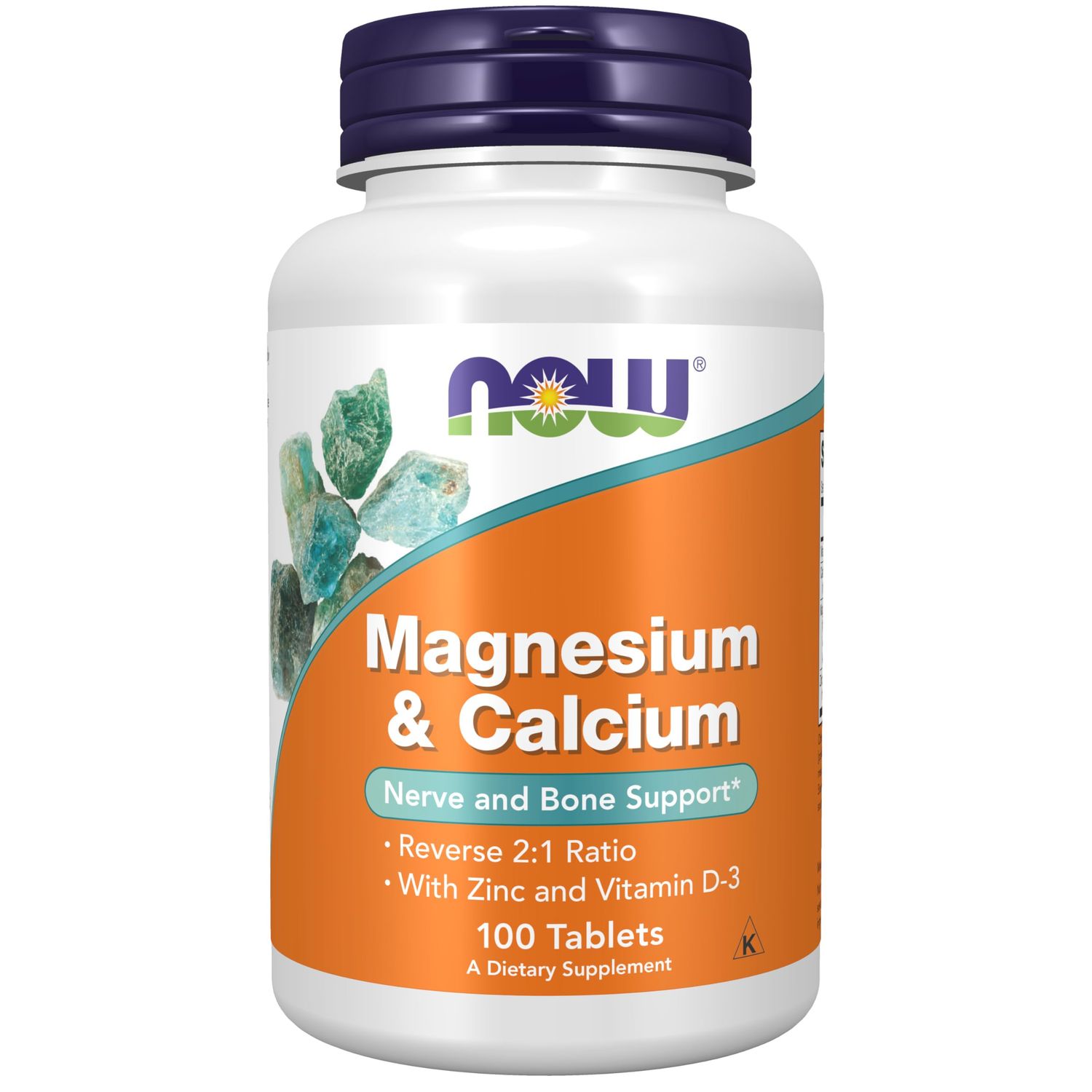 NOW Supplements, Magnesium Calcium, With Zinc and Vitamin D-3, Nerve and Bone Support, 100 Tablets