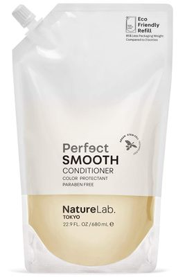 NATURELAB. TOKYO Perfect Smooth Conditioner: Eco-Friendly Refill Pouch: Lightweight Moisturizing Conditioner for Smoother Frizz-Free Hair I 22.9 FL OZ 680ml