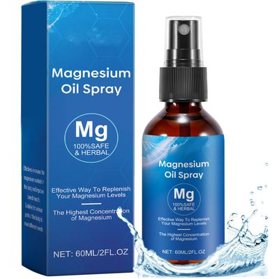 Zenbora Magnesium Oil Spray, 100 Pure Organic Natural Magnesium Oil Spray for Face, Feet, Body, Instant Absorption, Light Weight, in Glass Bottle2 FL.OZ60 ML