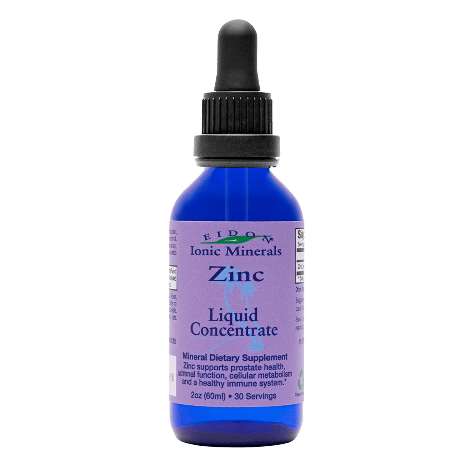 Eidon Ionic Minerals Liquid Zinc Concentrate - Ionic Zinc Supplement Drops for Adults and Kids, Support Immune System, Hair and Skin, Liver and Kidney Health, Relieves Stress - 2 oz