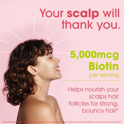 Hair Growth Gummies with Biotin 5000mcg Vitamins C, E Zinc - Helps Prevent Hair Thinning Loss - Stronger Hair, Skin Nails - Vegan, Non-GMO - 60 Strawberry Gummies for Women Men