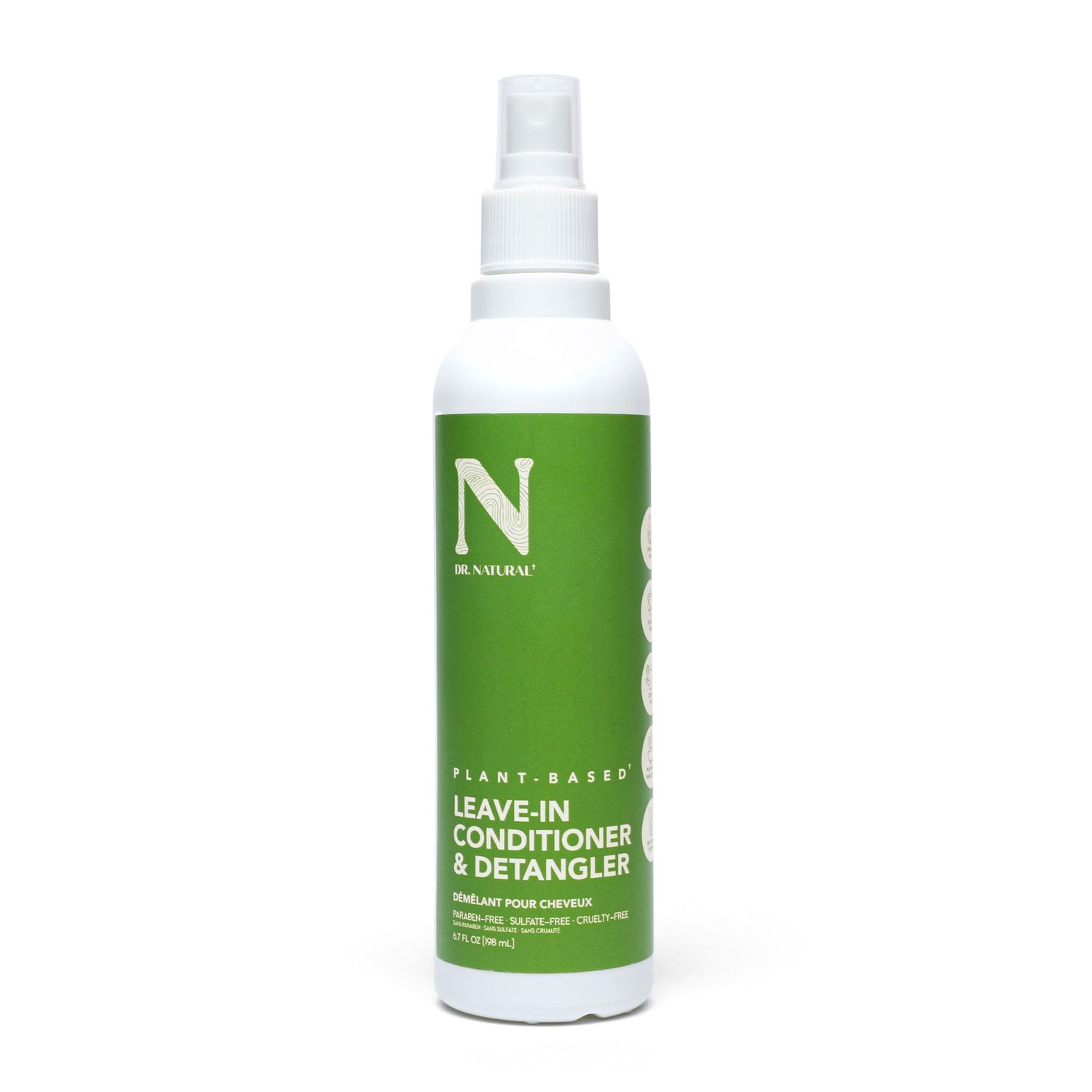 Dr. Natural Leave-in Conditioner and Detangler, 6.7 oz - Hair Detangler Spray for All Hair Types - Deep Conditioner with Coconut Oil and Shea Butter - Controls Frizz, Tangles - Hypoallergenic