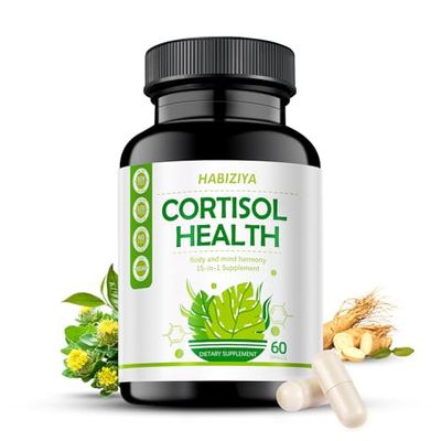 HABIZIYA Cortisol Support Supplement with Magnesium Glycinate, L-Theanine, Ashwagandha, Phosphatidylserine,Rhodiola Rosea 15-in-1 Hormone Balance for Women Men Mood, Focus, Sleep Support 60 Capsules