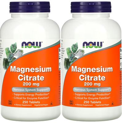 Now Foods - Magnesium Citrate 200 mg 250 tabs (Pack of 2)
