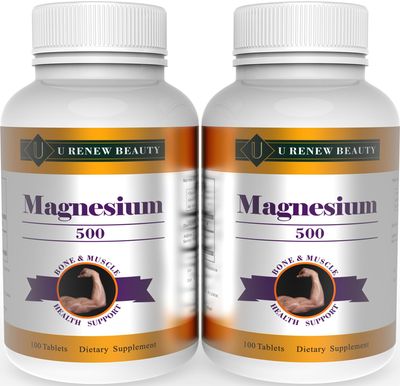 URENEWBEAUTY Magnesium 460mg Supplement,Magnesium Oxide Flakes for Muscle, Heart, Bone and Nerve Health Support,Coated Tablets,Non-GMO Ingredients,100 Servings (Pack of 2) 200 Day Supply