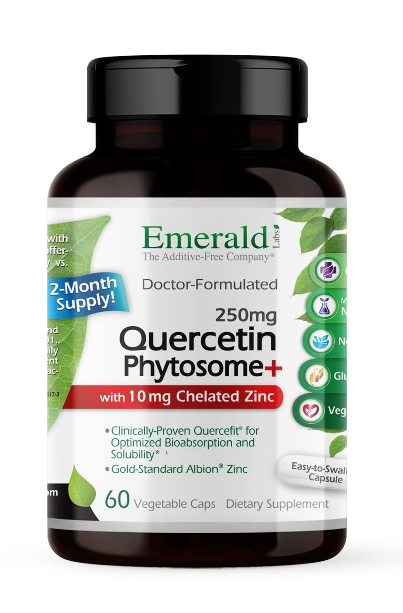 EMERALD LABS Quercetin Phytosome Plus - Vegan Antioxidant Immune Support Supplement - Contains Quercetin Zinc - 60 Vegetable Capsules (60-Day Supply)