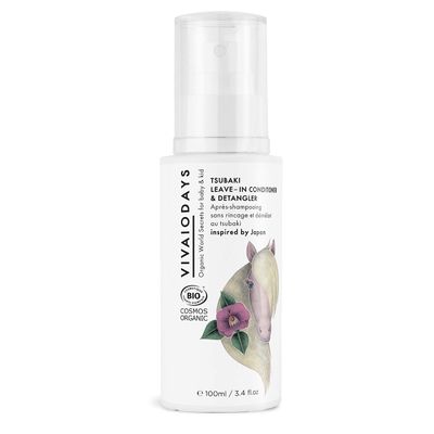 VIVAIODAYS Organic Tsubaki Kids Leave-In Conditioner Detangler, for Tearless, Easy Hair Combing (3.4 oz 100 ml)