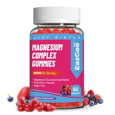 EAZGOO Magnesium Gummies 800mg - Vitamin D3, C, B6, B12 Zinc Complex with Magnesium Glycinate, Citrate Malate, Magnesium Complex Gummies for Muscle, Mood Energy, Vegan 60 Counts