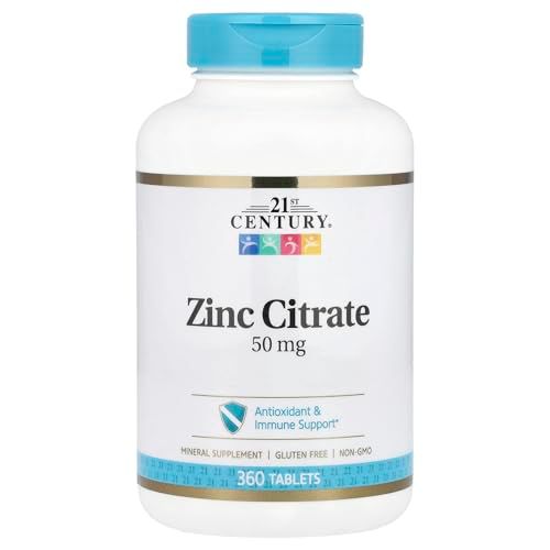 21st Century HealthCare Zinc Citrate Tablets 50mg, 360 Count, White