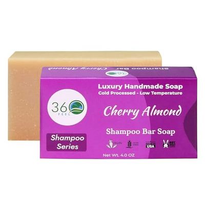 360Feel Cherry Almond Shampoo Bar - Nourishing and Moisturizing Anti-Dandruff Shampoo Bar - Handmade with Essential Oils - Travel Friendly and Compact - Zero Harsh Additives - 3.5 Ounce