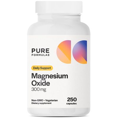 PureFormulas Magnesium Oxide 300 mg Supports Healthy Heart Function, Immune Support, Muscle Recovery, Leg Cramps, Relaxation, Non-GMO, 250 Vegetarian Capsules