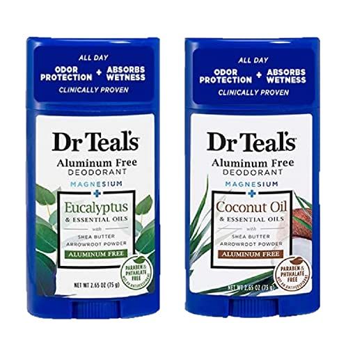 Dr. Teals Deodorant Variety Gift Set (2 Pack, 2.65oz Ea.) - Eucalyptus, Coconut Oil - Essential Oils, Shea Butter Magnesium Help Absorb Moisture Keep Skin Clean Healthy