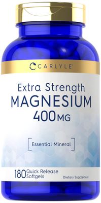 Carlyle Magnesium Oxide 400mg 180 Softgels Essential Mineral Non-GMO and Gluten Free Supplement