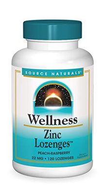 Source Naturals Wellness Zinc Lozenges, Peach-Raspberry Flavord Immune Support, 23mg - 120 Lozenges