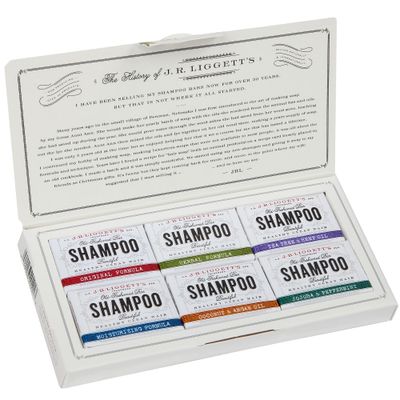 J R LIGGETT&#39;S All-Natural 6 Variety Shampoo Bars .65oz. Sampler Pack, Support Strong and Healthy Hair-Nourish Follicles with Antioxidants and Vitamins-Detergent and Sulfate-Free, 6 Mini Shampoo Bars