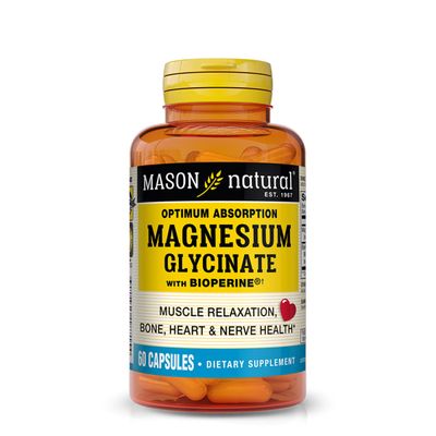 MASON NATURAL Optimum Absorption Magnesium Glycinate with Bioperine, 240 mg, 60 Capsules, Gentle on Stomach, Soy-Free