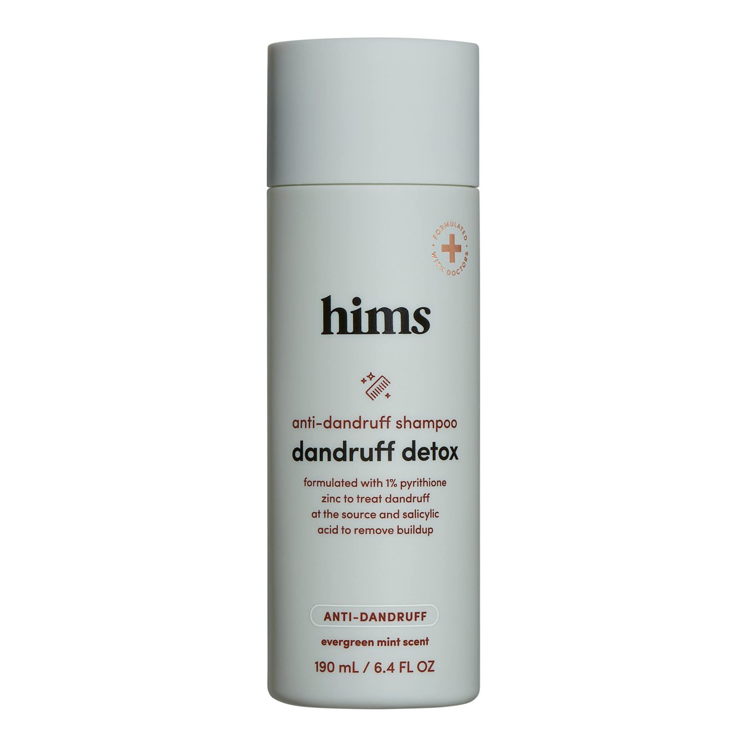 HIMS Dandruff Detox Anti Dandruff Shampoo - Anti Dandruff Shampoo for Dry, Itchy Scalp with Pyrithione Zinc 1 and Argan Oil - Paraben Free, Sulfate Free - Evergreen Mint - 6.4 fl oz