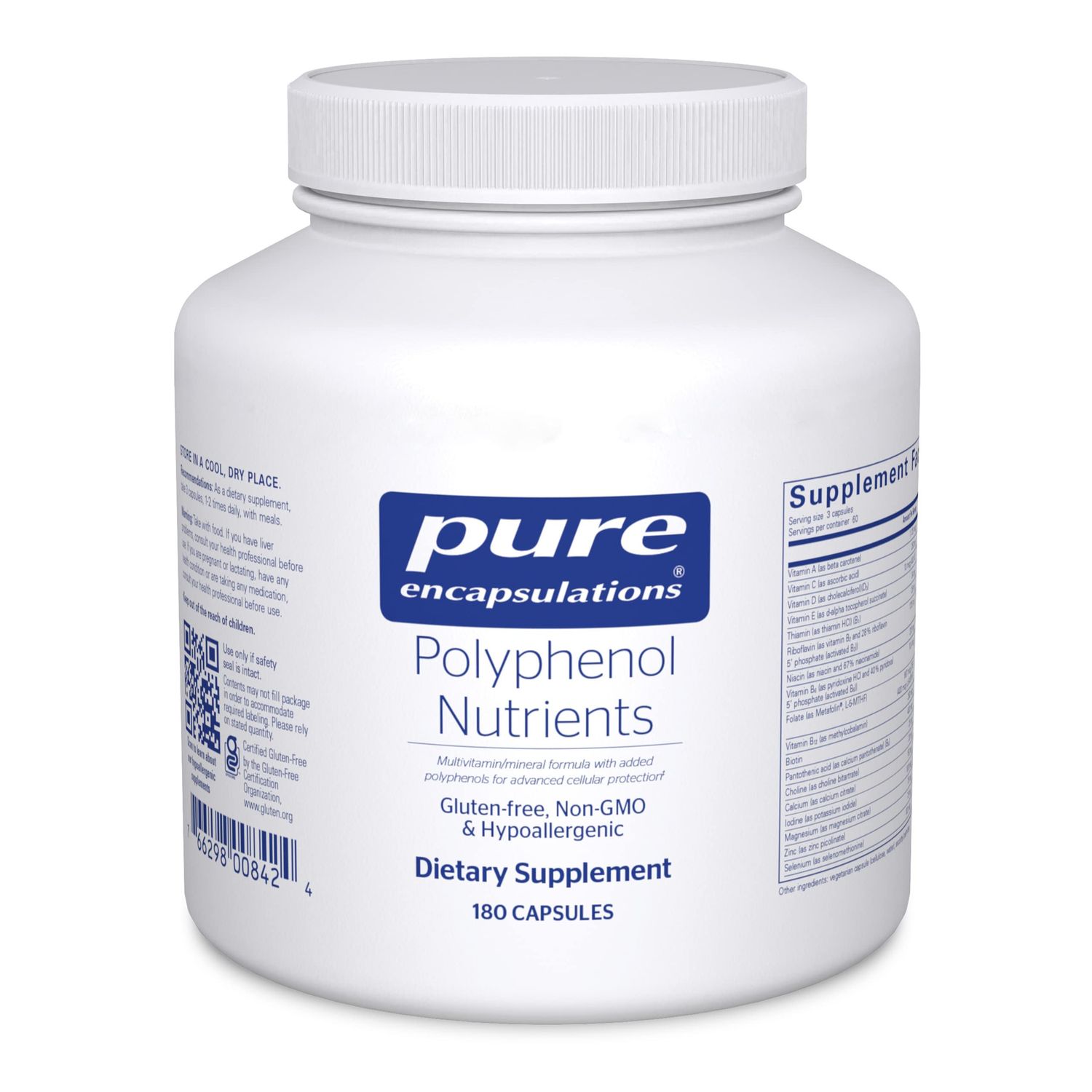 Pure Encapsulations Polyphenol Nutrients Hypoallergenic Nutrient Dense MultivitaminMineral Formula 180 Capsules