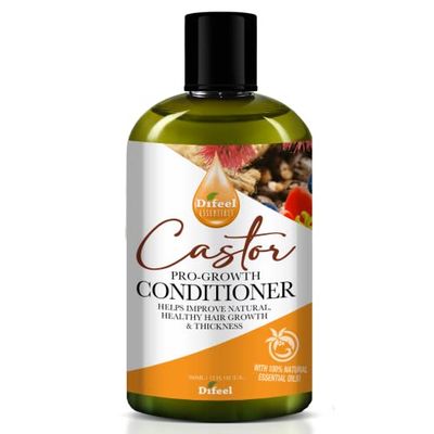 Difeel Essentials Pro-Growth Castor Conditioner 12 oz. - Conditioner with Castor Oil, Made with 100 Natural Essential Oil