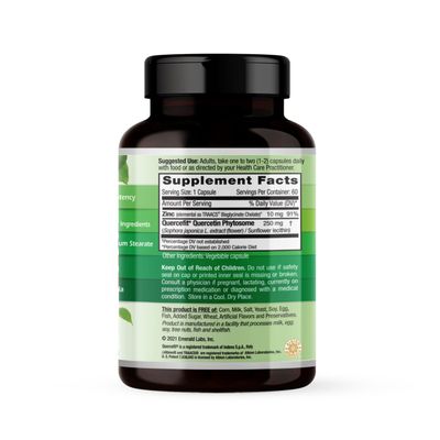 EMERALD LABS Quercetin Phytosome Plus - Vegan Antioxidant Immune Support Supplement - Contains Quercetin Zinc - 60 Vegetable Capsules (60-Day Supply)