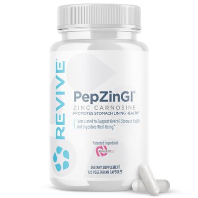 Revive MD Zinc Carnosine Supplement for Men Women - Zinc L-Carnosine to Support GI, Stomach Lining Immune Health - Digestive Health Supplements Supports a Healthy Gut - 120 Vegetarian Capsules