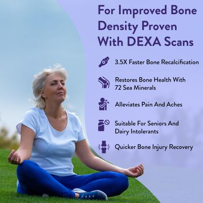 Marine Calcium Bone Density Supplement, 3.5X Absorbable Pearl Calcium Icelandic Marine Algae, with Magnesium, Vitamin D3 K2 More, Organic, Holistic Alternative, Astronaut Endorsed - 30 Days Supply