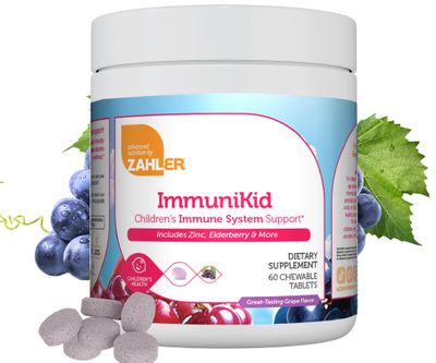 Zahler Kids Immune Support Supplement with Elderberry, Zinc and Vitamin C D3 A - Grape Flavored Chewable Tablets - Kosher for Kids Ages 4 and Up, 60 Count