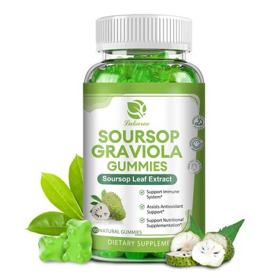 Soursop Graviola Gummies - Soursop Leaves Extract wVitamin C, Zinc Whole Natural Food for Immunity, Liver, Zzz Antioxidant, Gluten Free, Vegan, 60 Gummies