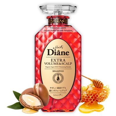 Moist Diane Keratin Shampoo for Hair Fall Thin Hair Women Men, Organic Hair Care with Argan Oil Biotin Plum Oil from Japan, Silicone Sulfate Free, EXTRA VOLUME SCALP, 15.2 Fl Oz
