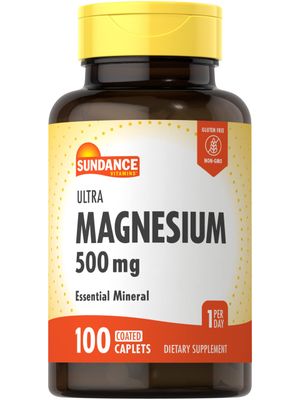 Sundance Magnesium Supplement 500mg Oxide 100 Coated Caplets Vegetarian, Non-GMO and Gluten Free