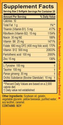 Super Macho Dietary Supplement with High Potency Zinc 7 B Vitamins, No Preservatives, Sugar or Caffeine, Made in USA, 50 Softgels (1 Pack)