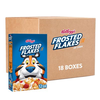Kellogg&#39;s Frosted Flakes Breakfast Cereal, Kids Cereal, Family Breakfast, Original (18 Boxes)