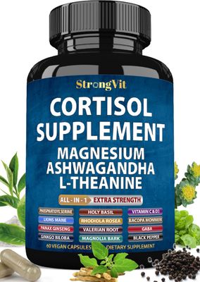 Cortisol Supplements for Women and Men with Magnesium, Ashwagandha L-Theanine. High Cortisol Reducer, Manager, Detox, Lower and Control. Sleep Support Stress Relief, USA
