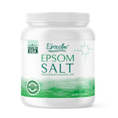 Epsoothe 5 Lbs Jar Epsom Salt Bath Foot Soak and Scrub Pure Natural Magnesium Sulfate USP Soothes Muscles Joints, Enhances Well-Being