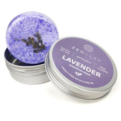 ZeoClay Lavender Herbal Shampoo Bar All Natural, Organic Ingredients - Nourish Moisturize to Prevent Hair and Scalp Dryness