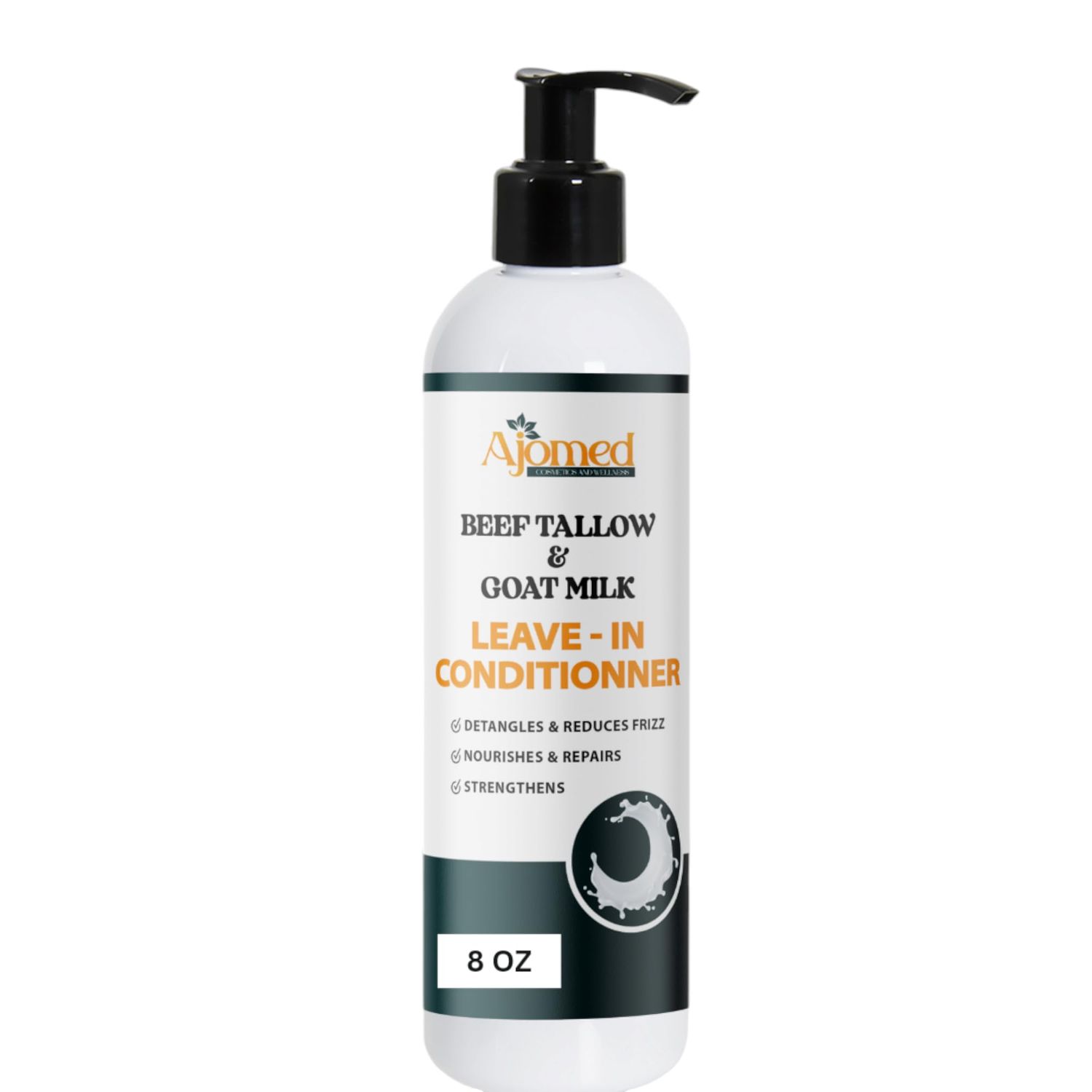 Beef tallow Goat milk Leave-In Conditioner Handmade hair Detangler- Anti-Frizz dreadlock moisturizer-Split End Moisturizing Hair Care for Dry, Damaged Hair Moisturizing Curl Primer (8 Fl Oz)