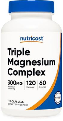 Nutricost Triple Magnesium Complex (300mg, 120 Capsules) - from Di-Magnesium Malate, Bisglycinate and Citrate, 60 Servings