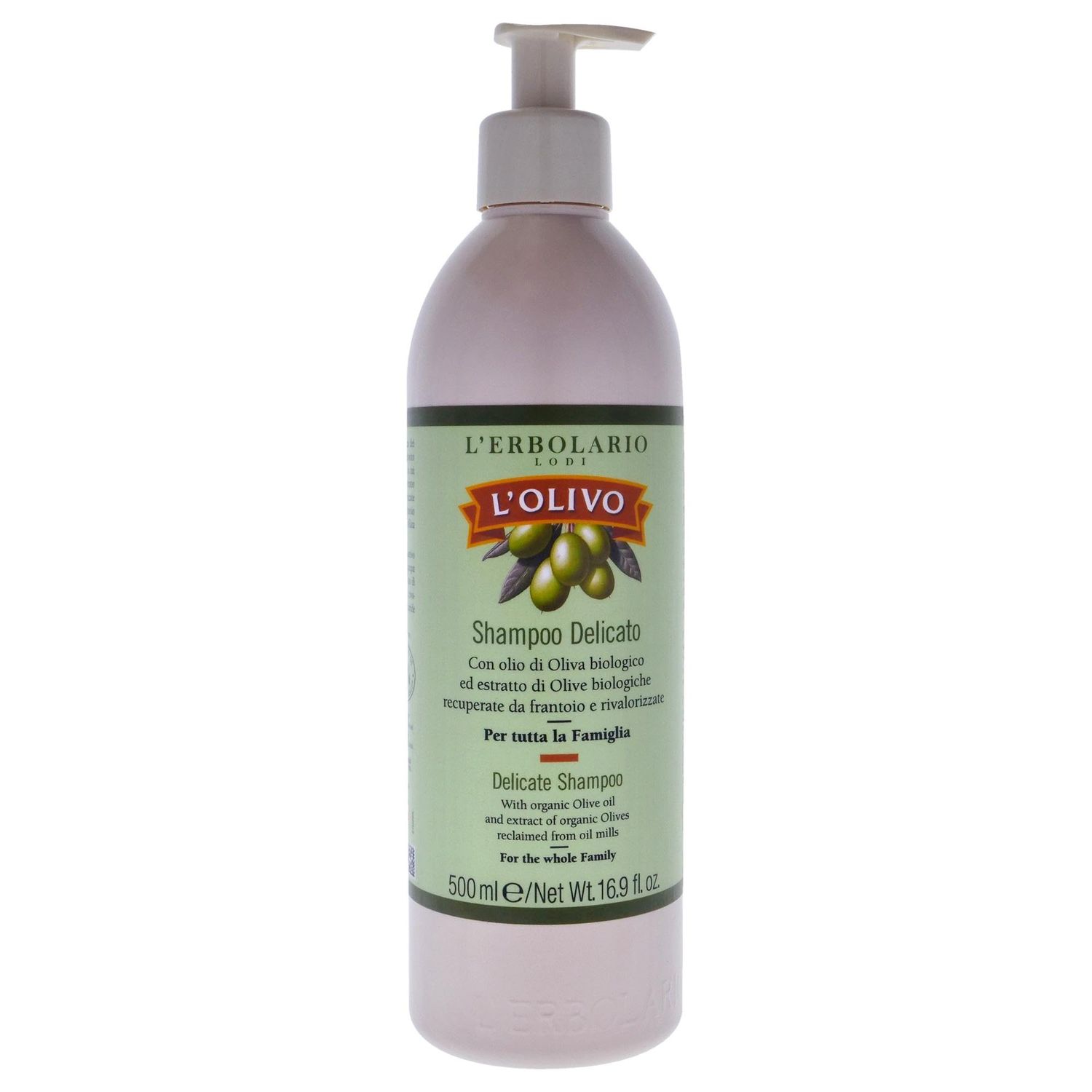 LErbolario L&#39;Olivo Delicate Shampoo, 16.9 oz - With Olive Oil Extract - Aromatic Scent - Moisturizes and Nourishes - For Smooth Hair - Cruelty-Free