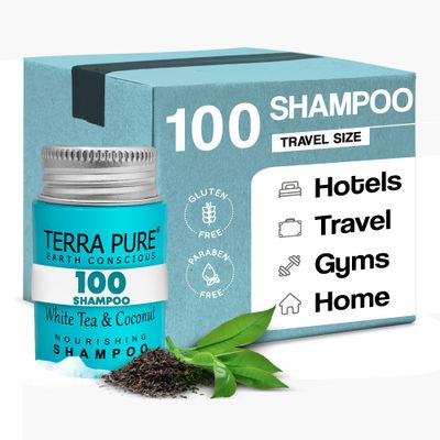 Terra Pure White Tea Coconut Shampoo, Travel Size Hotel Amenities, 1 oz. (Case of 100)
