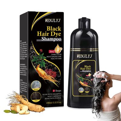 WENJLYJ Black Hair Dye Shampoo,Hair Color Shampoo for Women Men,Long Lasting Hair Shampoo