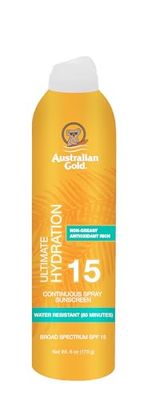 Australian Gold Continuous Spray Sunscreen SPF 15, 6 Ounce, Dries Fast, Broad Spectrum, Water Resistant, Non-Greasy,A70908 SPF 15 - Spray