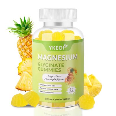 YKEOI Magnesium Glycinate Gummies 500 Mg with Ashwagandha,Sugar Free Magnesium Supplement Triple Magnesium Complex with Malate,Citrate, Vitamin C D3 B6,Magnesium Supplement for Adults- 90 Gummies