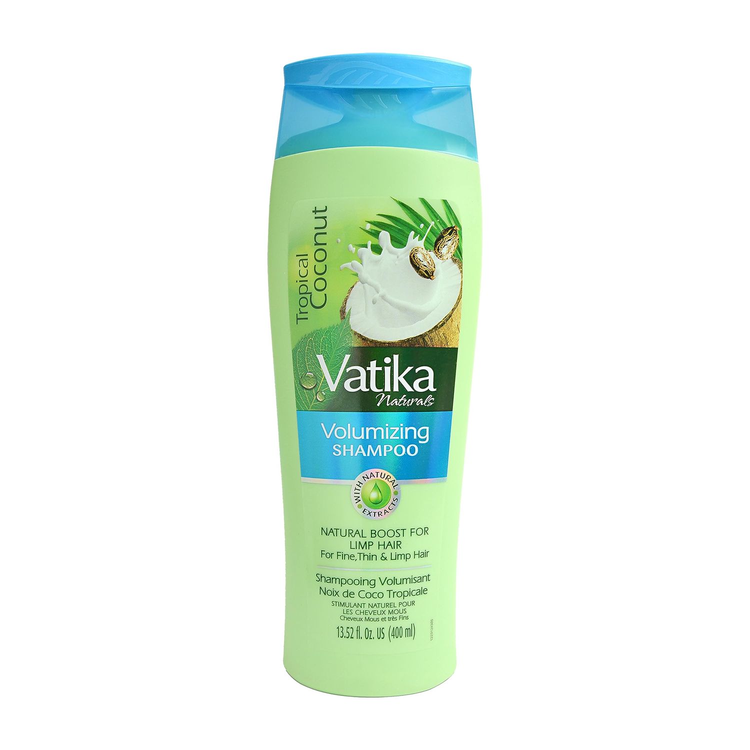 Dabur Vatika Naturals Tropical Coconut Volumizing Shampoo - Lightweight Formula for Thick, Full Hair - Hydrates, Strengthens Adds Shine - Moisturizing Cleanser for All Hair Types - 400ml Bottle