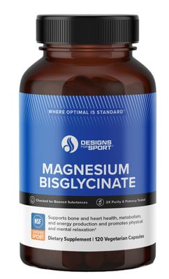 Designs for Sport Magnesium Bisglycinate - Magnesium Supplement to Support ATP Energy, Muscle Recovery, Bone Health Heart Health - NSF Certified for Sport (120 Capsules)