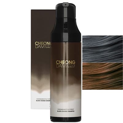 Korean dye shampoo CHEONGDAM STYLE FOREST BLACK CHANGE SHAMPOO, Semi Permanent Hair Color Darkening Grey Hair Dye Coverage Volume, Peptide Ceramide Hyaluronic Acid Paraben Free 6.7oz (Brown)
