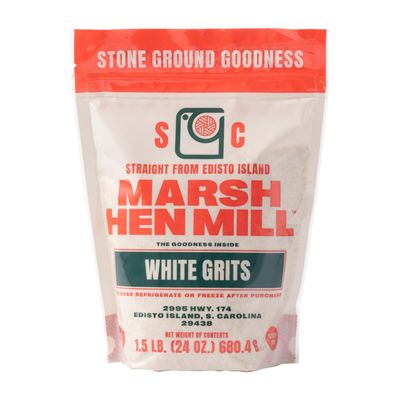 Marsh Hen Mill White Grits Stone Ground White Corn Gluten-Free, No Additives Instant for Quick Meals Family Farm Grown on Wadmalaw Island Old-Fashioned Grits 24 oz (Pack of 1)