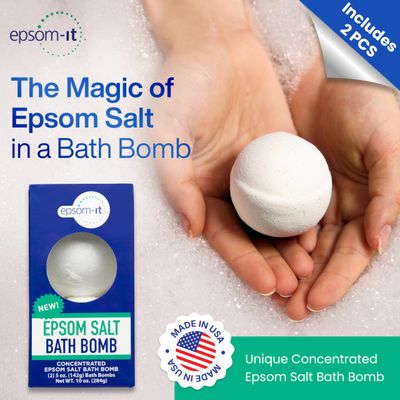 Epsom-It Epsom Salt Bath Bomb - Magnesium Sulfate Epsom Salts for Soothing and Refreshing soak, Recovery Magnesium Bath Soak for Women Men, Unscented, 2-Pack