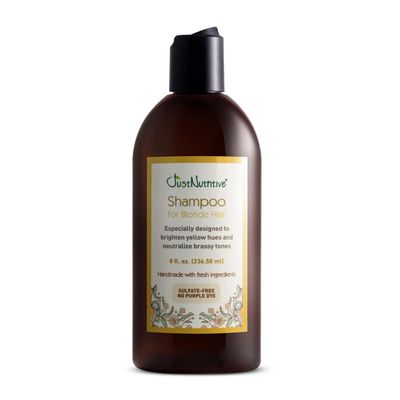Just Nutritive Shampoo For Blonde Natural Color-Treated Hair, Neutralize Brassy Tones, No Purple or Blue Shampoo, Paraben Free, Phthalate Free, Silicone Free, 8 oz. Bottle