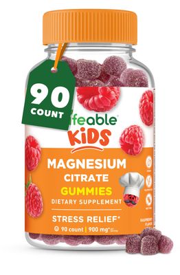 Lifeable Magnesium Gummies for Kids 900mg Magnesium Citrate Great Tasting Kids Magnesium Supplement Gluten Free Muscle Support and Stress Relief Chewable 90 Gummies